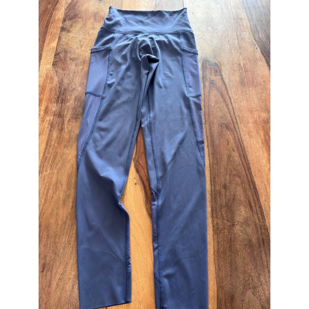 AERIE leggings women sz small blue high waisted mesh pocket chill play move